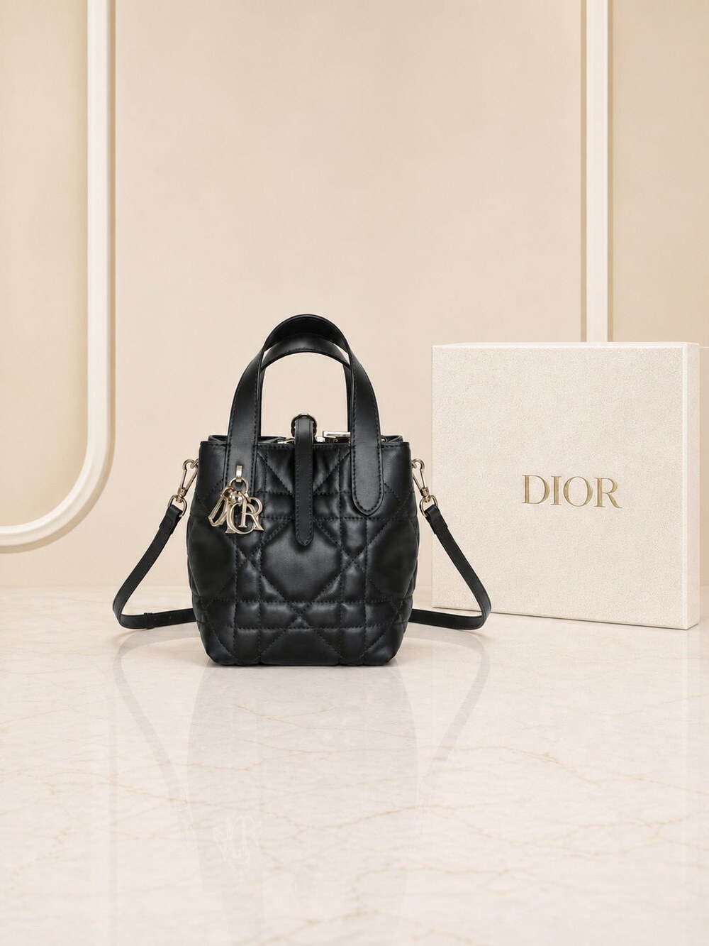 Dior Toujours Mini Vertical Black Cannage Leather Tote Bag - Picture 2 of 9